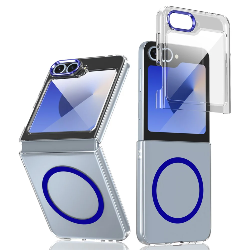GKK For Samsung Galaxy Z Flip7 FE 5G / Z Flip6 5G Case Hard PC Clear Phone Cover with Screen Film - Sapphire