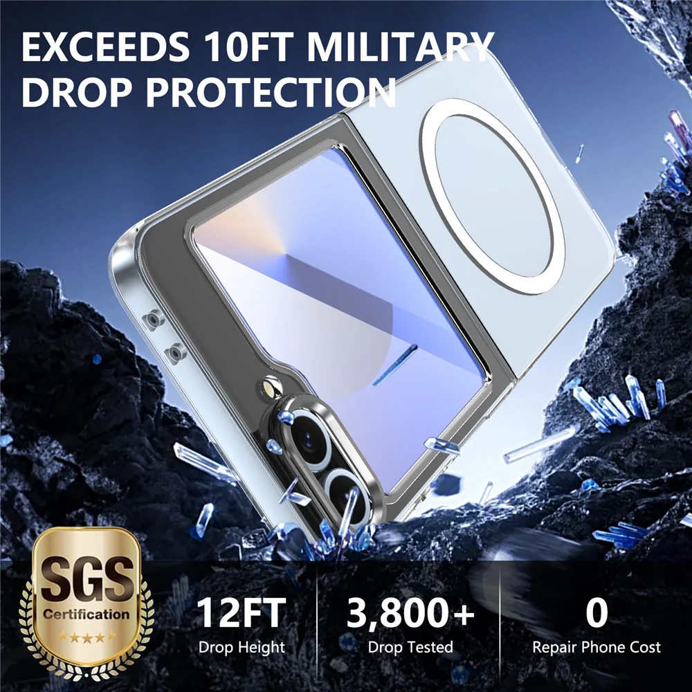 GKK For Samsung Galaxy Z Flip7 FE 5G / Z Flip6 5G Case Hard PC Clear Phone Cover with Screen Film - Silver - Image 3
