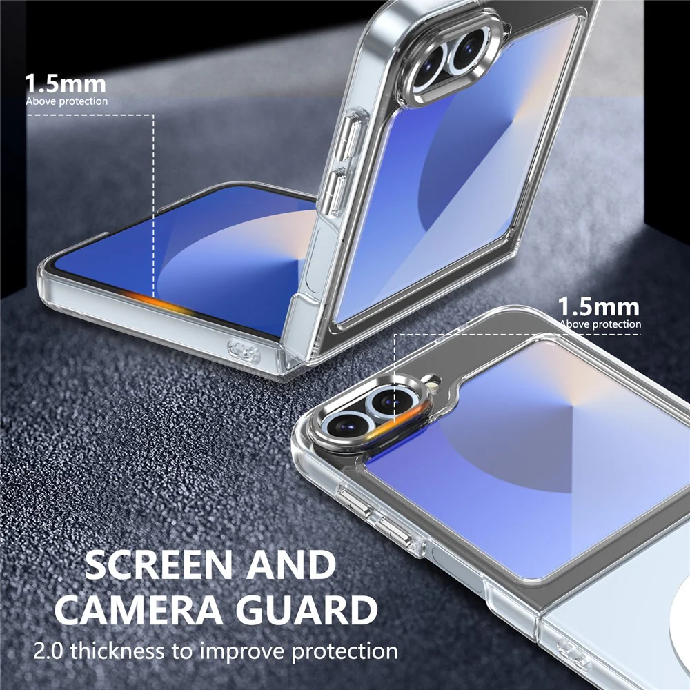 GKK For Samsung Galaxy Z Flip7 FE 5G / Z Flip6 5G Case Hard PC Clear Phone Cover with Screen Film - Silver - Image 5