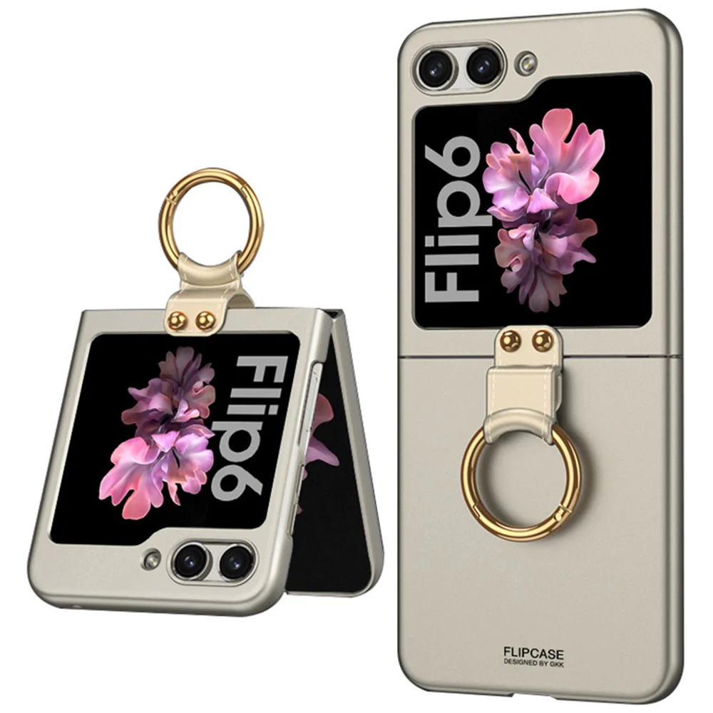 GKK For Samsung Galaxy Z Flip7 FE 5G / Z Flip6 5G Case Kickstand Ultra Thin Hard PC Folding Phone Cover - Titanium Grey