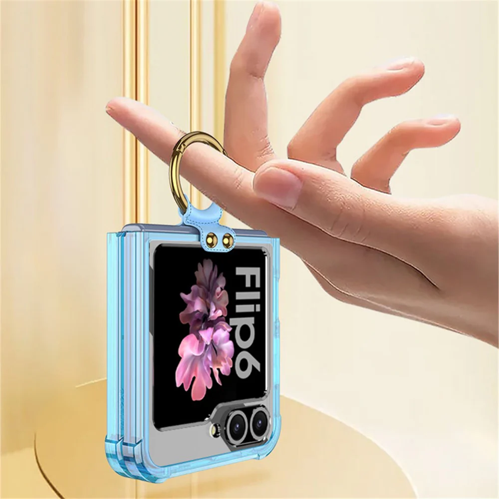 GKK For Samsung Galaxy Z Flip7 FE 5G / Z Flip6 5G Case Ring Holder Kickstand TPU Phone Cover - Transparent - Image 6
