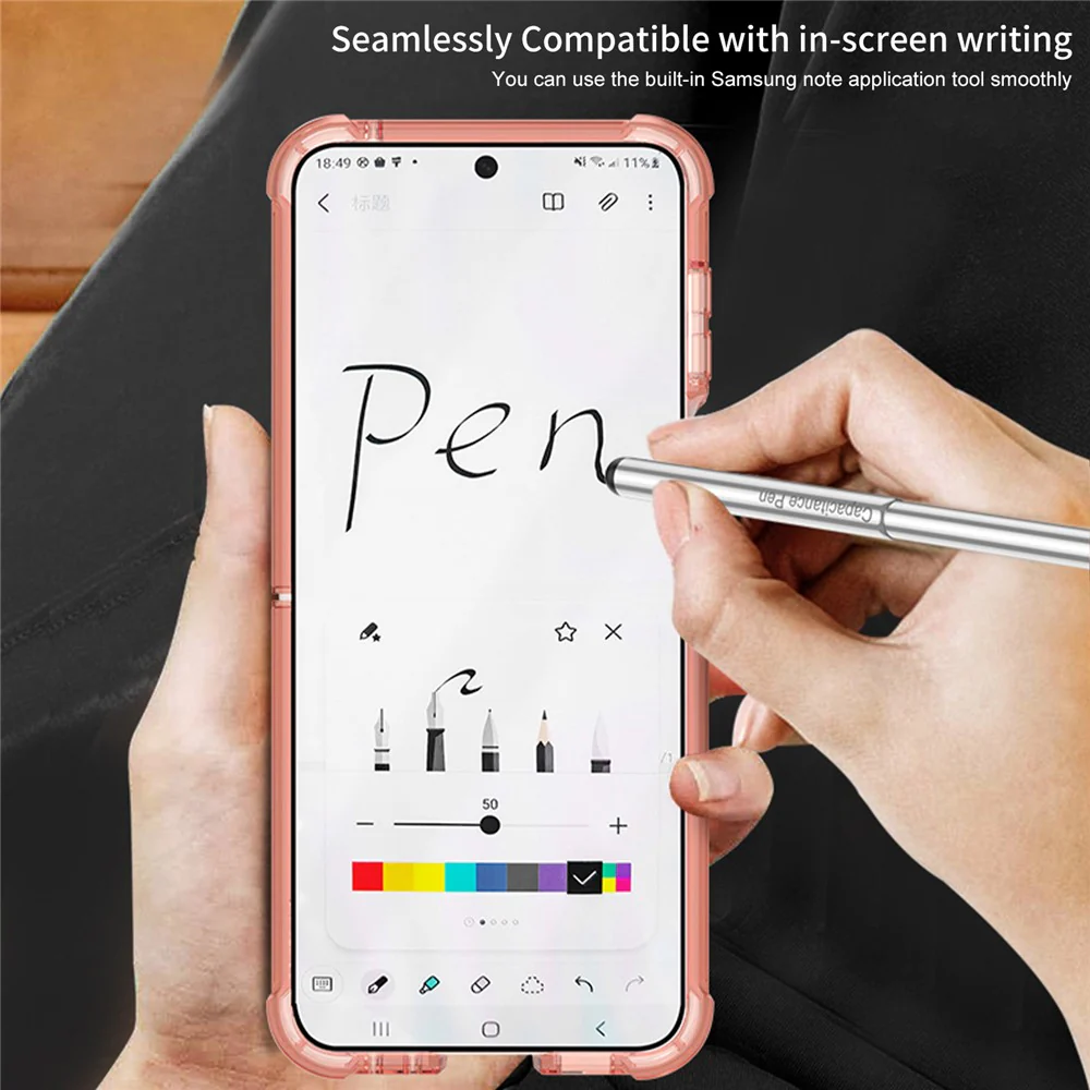 GKK For Samsung Galaxy Z Flip7 FE 5G / Z Flip6 5G Case Shockproof Phone Cover Ring Kickstand with Stylus - Transparent Green - Image 4