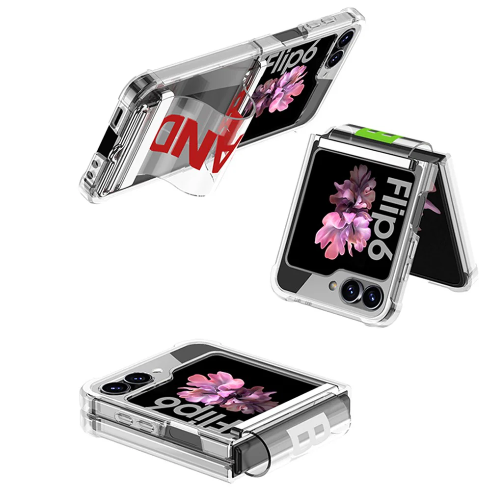 GKK For Samsung Galaxy Z Flip7 FE 5G / Z Flip6 5G Case Strap Kickstand Soft TPU+PC Phone Cover - Transparent Red - Image 2