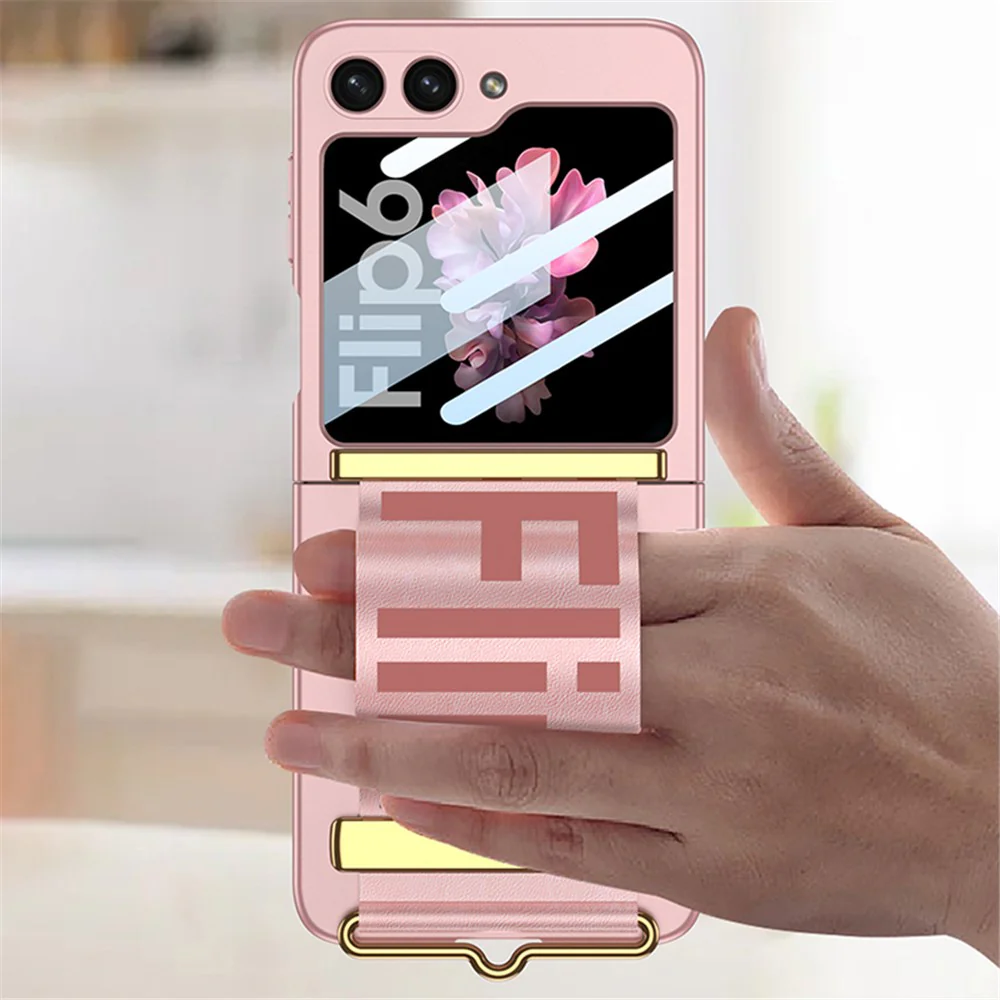 GKK For Samsung Galaxy Z Flip7 FE 5G / Z Flip6 5G Case Wristband Design PU Leather+PC Phone Cover with Rear Screen Film - Silver - Image 5