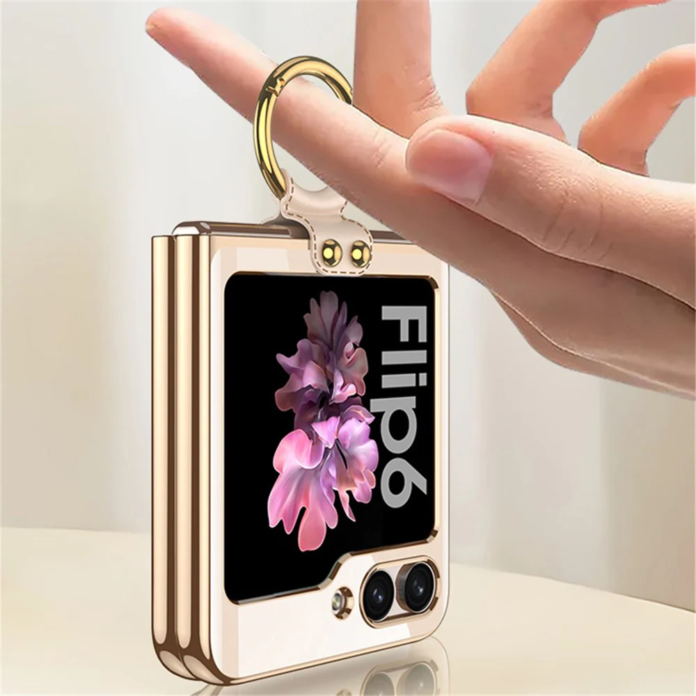 GKK For Samsung Galaxy Z Flip7 FE 5G / Z Flip6 5G Kickstand Case Electroplating PC Phone Shell with Screen Film - Purple - Image 5
