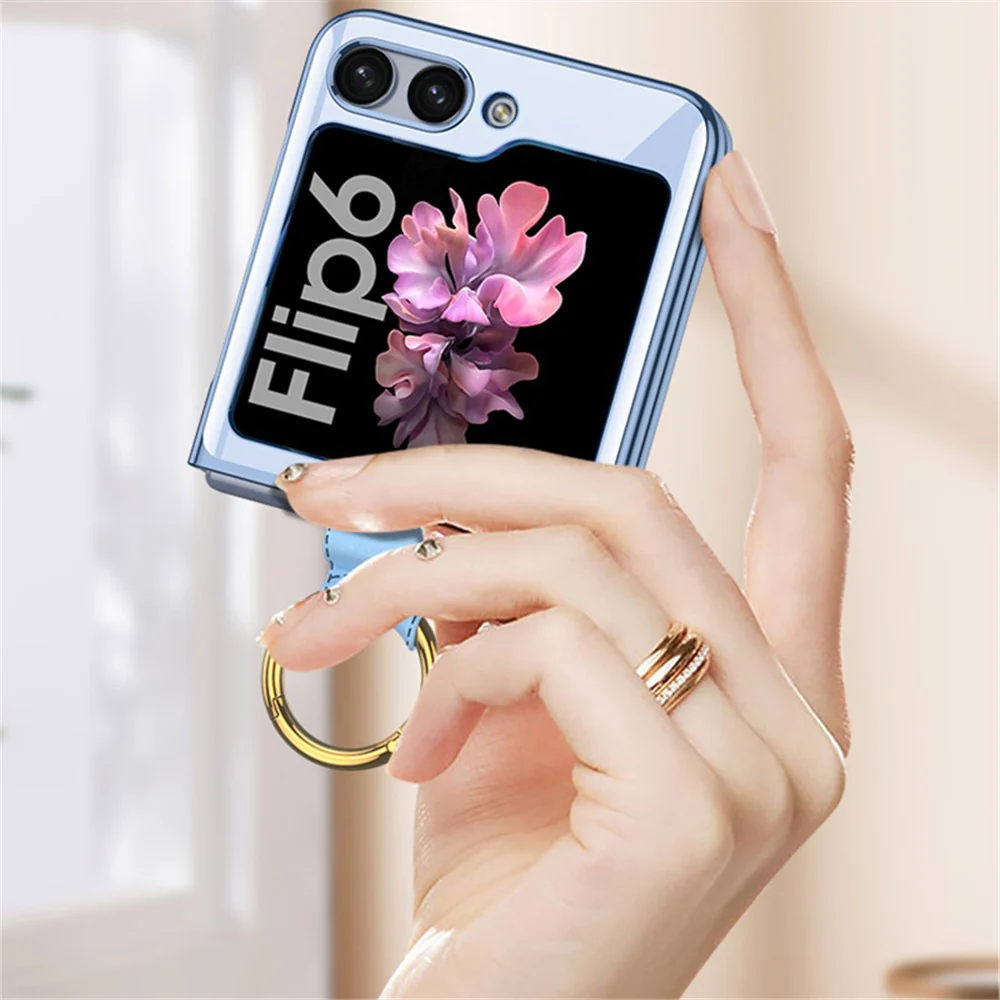 GKK For Samsung Galaxy Z Flip7 FE 5G / Z Flip6 5G Kickstand Case Electroplating PC Phone Shell with Screen Film - Purple - Image 7