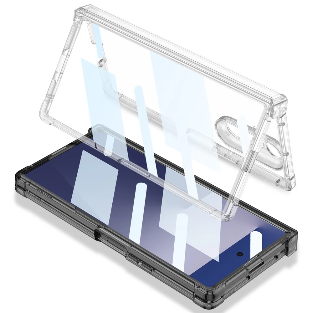 GKK For Samsung Galaxy Z Fold7 5G Case Airbag Hinge Protection PC + Tempered Glass Phone Cover - Transparent - Image 3