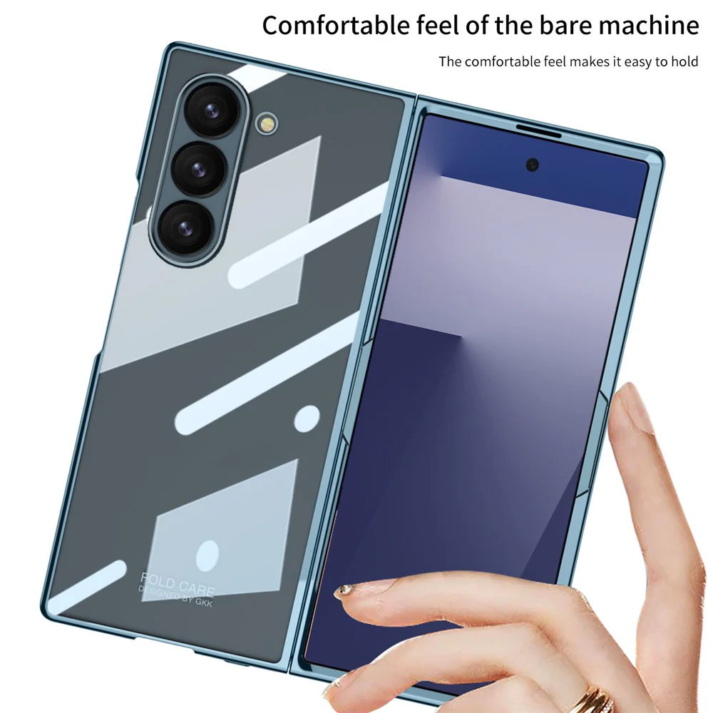 GKK For Samsung Galaxy Z Fold7 5G Case Electroplating Hard PC Tempered Glass Phone Cover with Screen Film - Black - Image 3