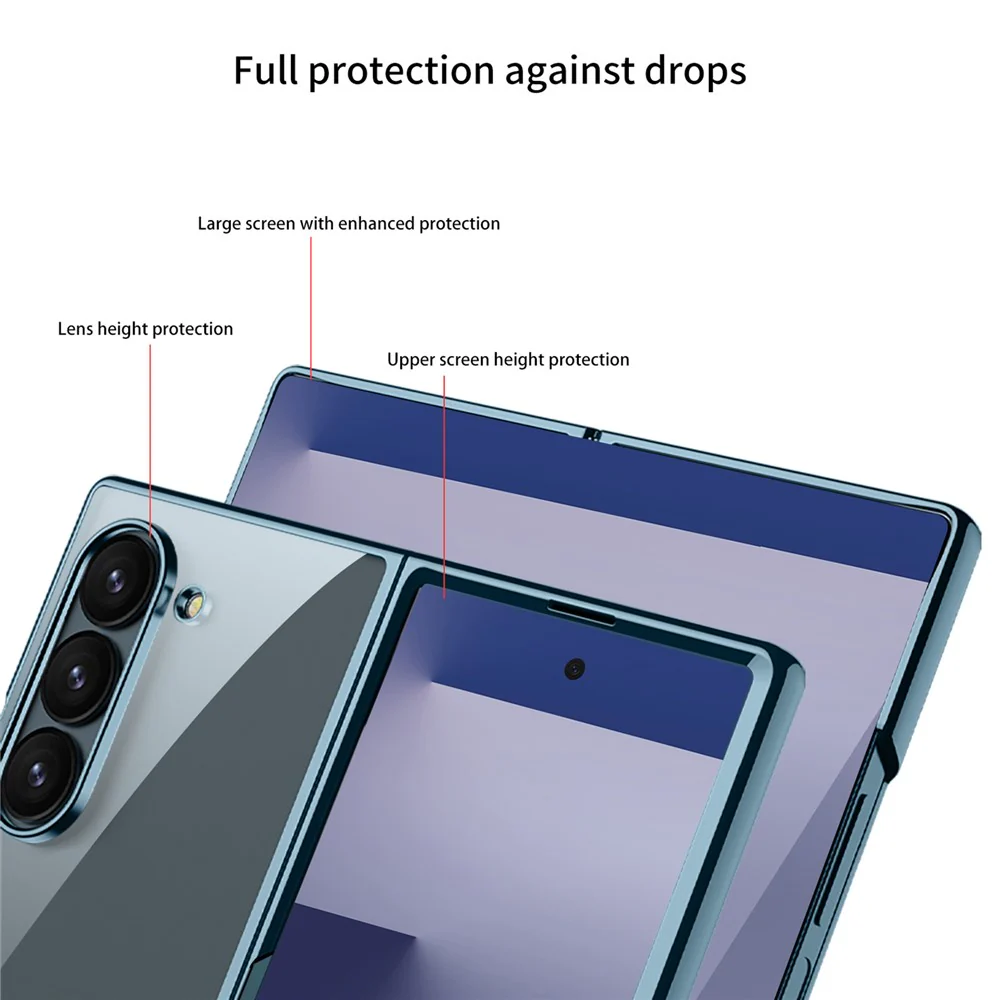GKK For Samsung Galaxy Z Fold7 5G Case Electroplating Hard PC Tempered Glass Phone Cover with Screen Film - Green - Image 4