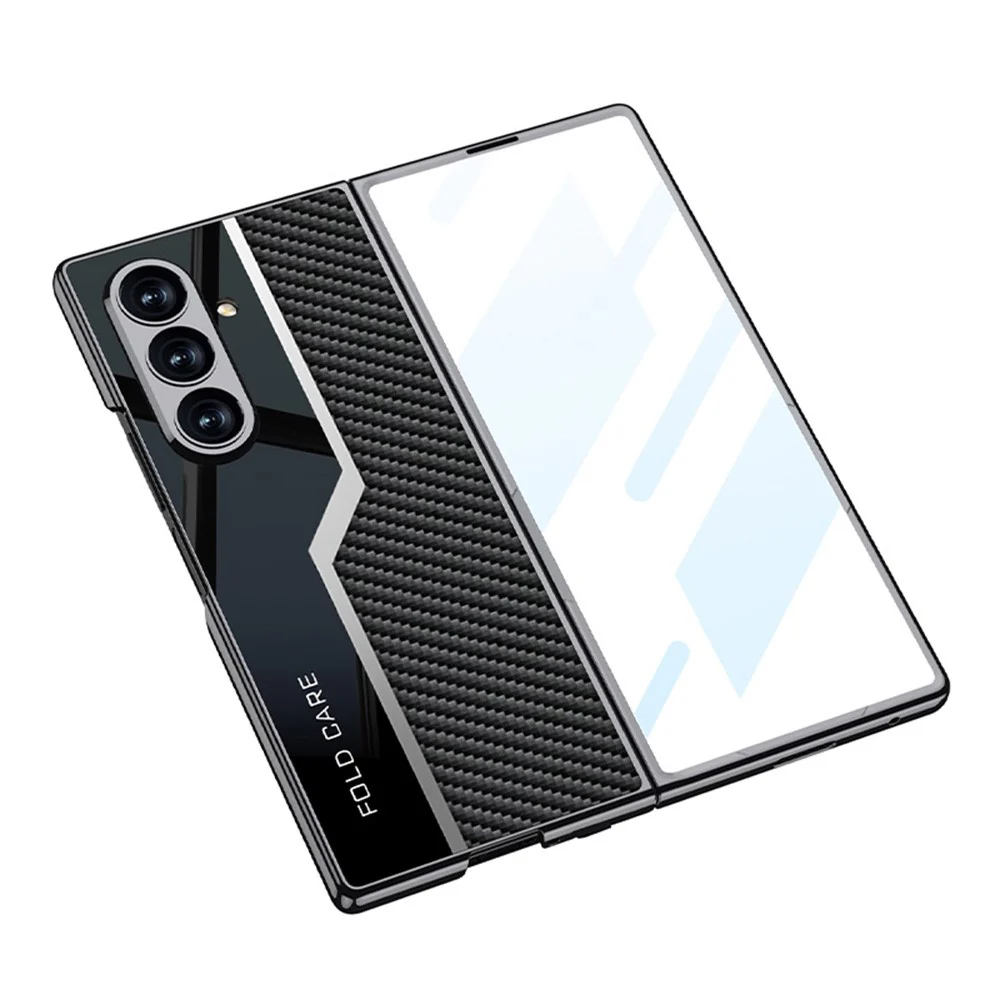 GKK For Samsung Galaxy Z Fold7 5G Case Electroplating PU + PC + Tempered Glass Phone Cover - Black - Image 4