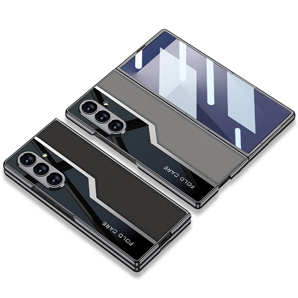GKK For Samsung Galaxy Z Fold7 5G Case Electroplating PU + PC + Tempered Glass Phone Cover - Black - Image 6