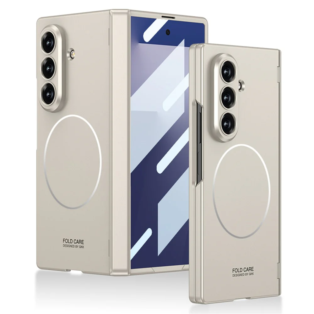 GKK For Samsung Galaxy Z Fold7 5G Case Hinge Protection PC Phone Cover with Screen Film, Wireless Charging Compatible - Titanium Grey