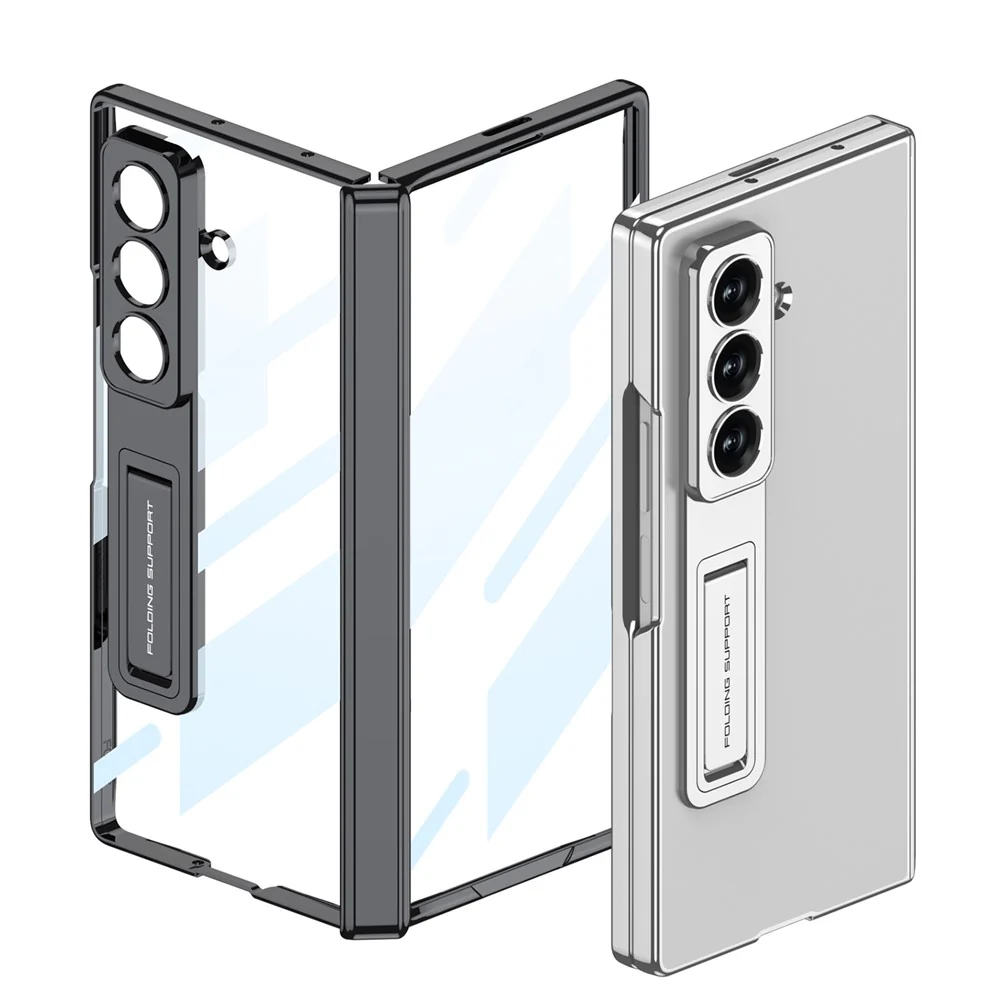 GKK For Samsung Galaxy Z Fold7 5G Case Hinge Protection PC + Tempered Glass Phone Cover with Kickstand - Black - Image 6