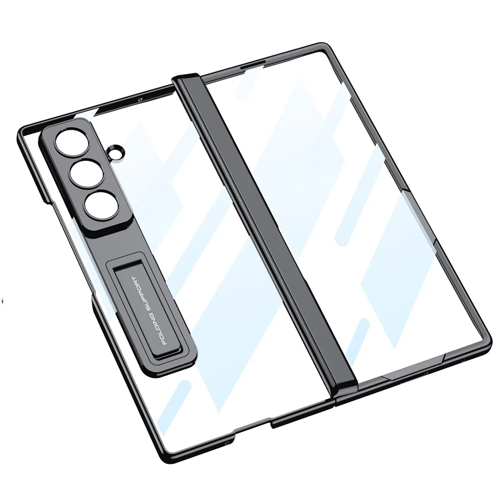 GKK For Samsung Galaxy Z Fold7 5G Case Hinge Protection PC + Tempered Glass Phone Cover with Kickstand - Champagne Gold - Image 3