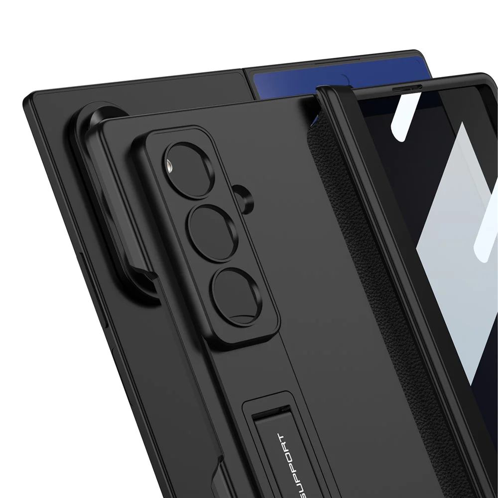 GKK For Samsung Galaxy Z Fold7 5G Case Kickstand Magnetic Folding PC Phone Cover with Privacy Front Screen Film - Titanium Grey - Image 4