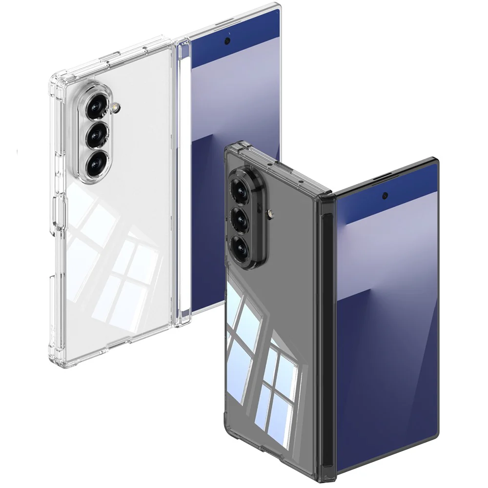 GKK For Samsung Galaxy Z Fold7 5G Case Magnetic Hinge Airbag Shockproof TPU Folding Phone Cover - Transparent Black - Image 7