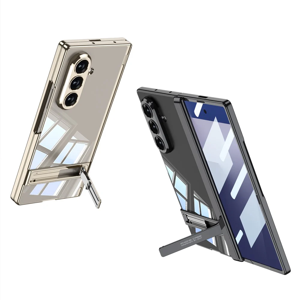 GKK For Samsung Galaxy Z Fold7 5G Case Magnetic Hinge Protection PC Tempered Glass Kickstand Phone Cover - Champagne Gold - Image 3