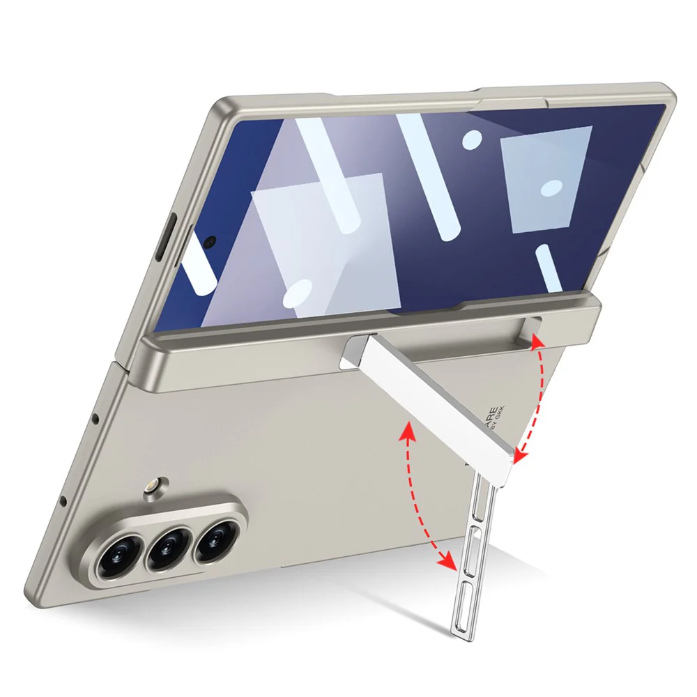 GKK For Samsung Galaxy Z Fold7 5G Case Magnetic Hinge Protection PC + Tempered Glass Kickstand Phone Cover - Titanium Grey - Image 7