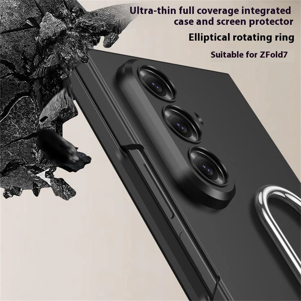 GKK For Samsung Galaxy Z Fold7 5G Case Oval Kickstand Hard PC Phone Back Cover with Small Film - Green - Image 5