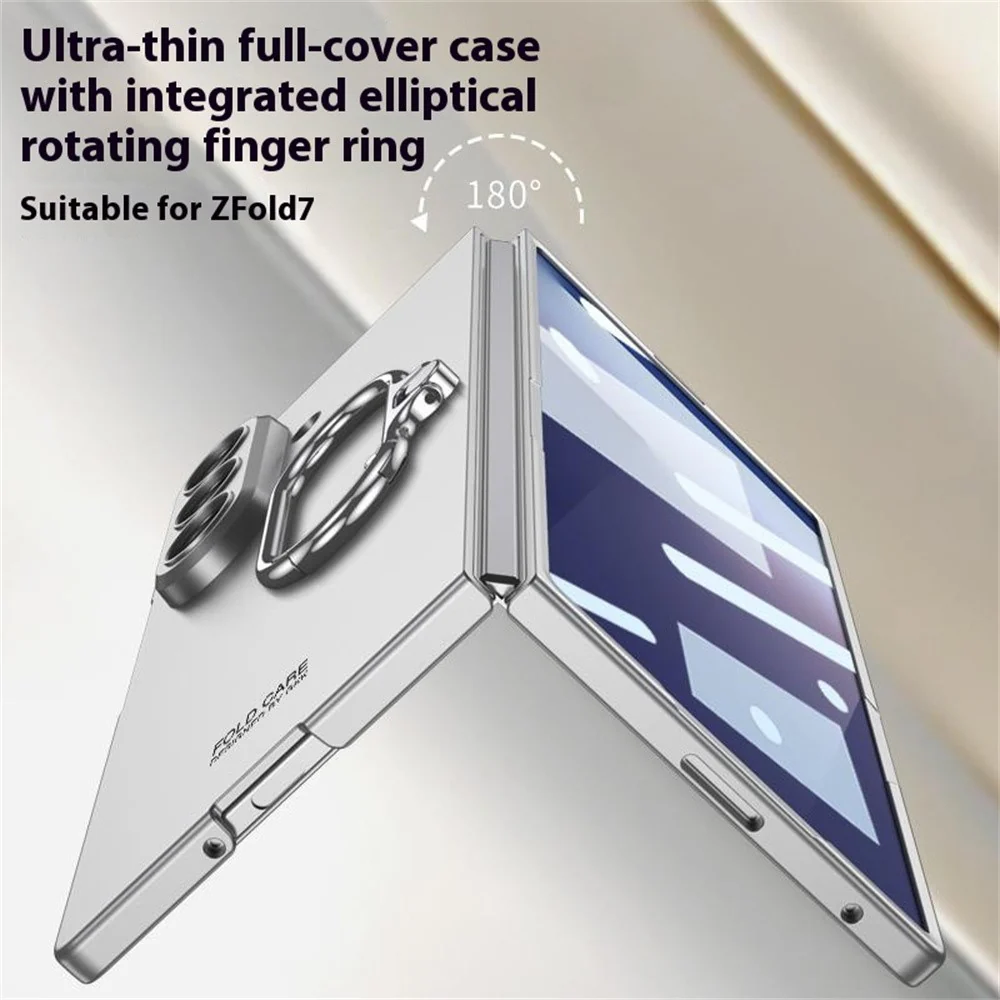 GKK For Samsung Galaxy Z Fold7 5G Case Oval Kickstand Hard PC Phone Back Cover with Small Film - Silver - Image 4