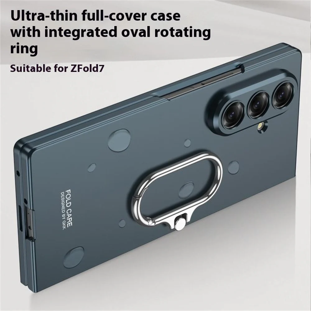 GKK For Samsung Galaxy Z Fold7 5G Case Oval Kickstand Hard PC Phone Back Cover with Small Film - Titanium Grey - Image 8