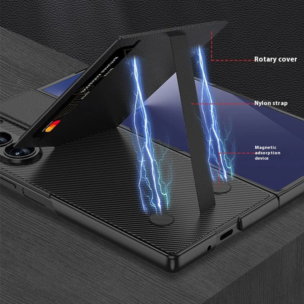 GKK For Samsung Galaxy Z Fold7 5G Case PC + PU Leather Phone Cover with Card Holder Kickstand, Screen Film - Coffee - Image 3