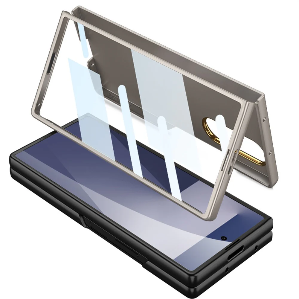 GKK For Samsung Galaxy Z Fold7 5G Case PC + Tempered Glass Phone Back Cover - Silver - Image 8