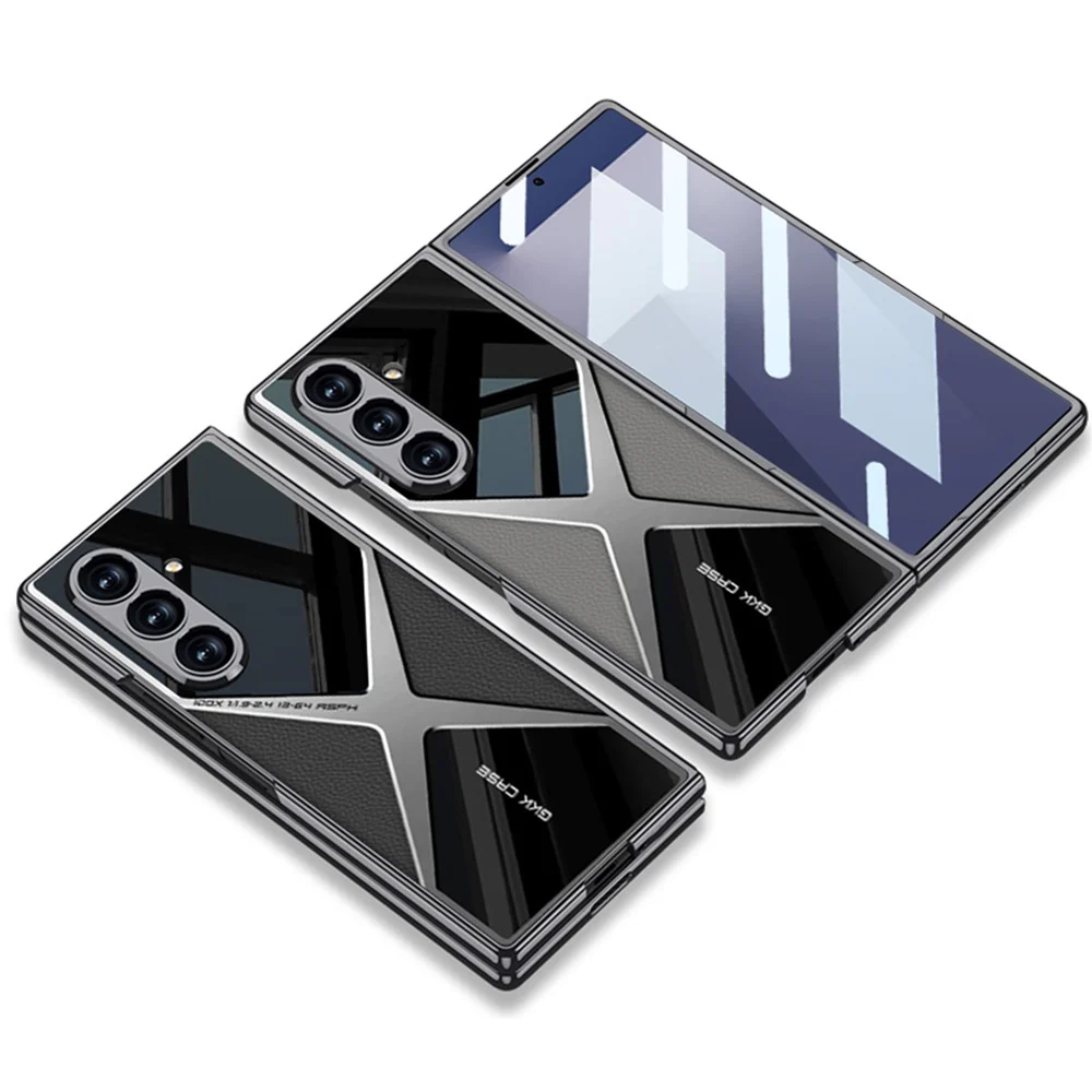 GKK For Samsung Galaxy Z Fold7 5G Case PU Leather + PC Phone Cover with Front Screen Protector - Grey - Image 6