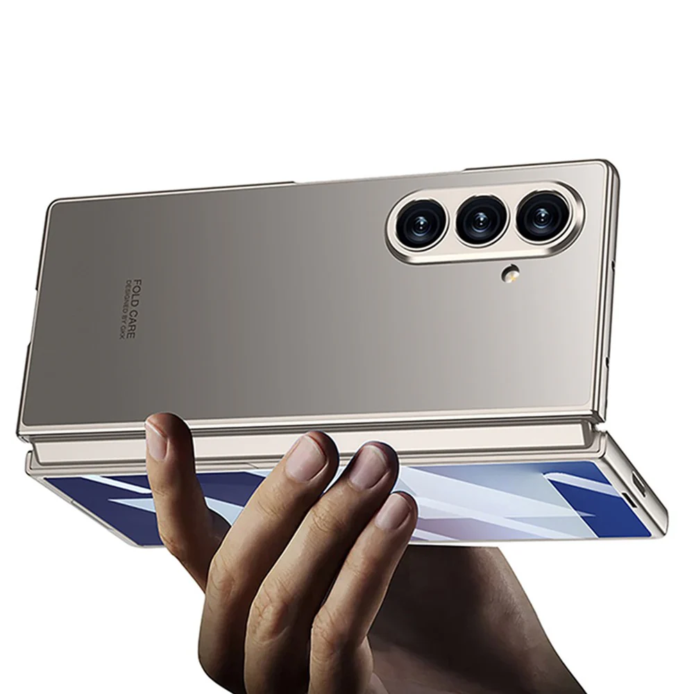 GKK For Samsung Galaxy Z Fold7 5G Case Skin Touch PC + Tempered Glass Slim Phone Cover - Titanium Grey - Image 2
