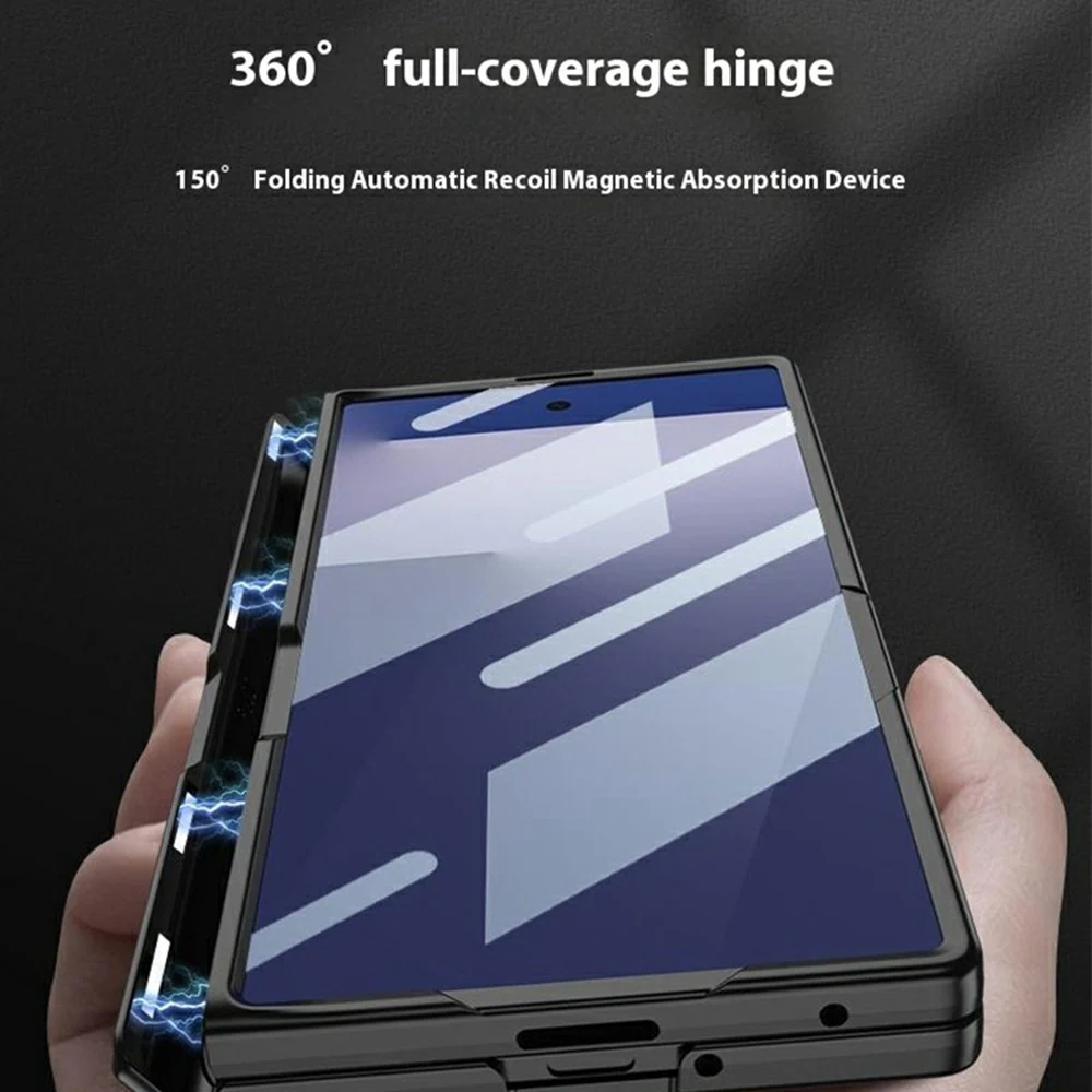 GKK For Samsung Galaxy Z Fold7 5G Case with Clear Screen Film Magnetic Hinge Kickstand Phone Cover - Wine Red - Image 3