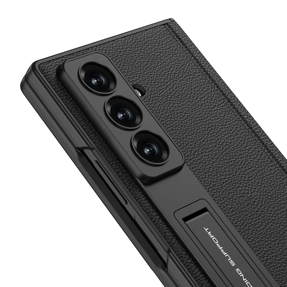 GKK For Samsung Galaxy Z Fold7 5G Case with Kickstand Hinge Protection PC + Tempered Glass Phone Cover - Carbon Fiber Texture - Image 2