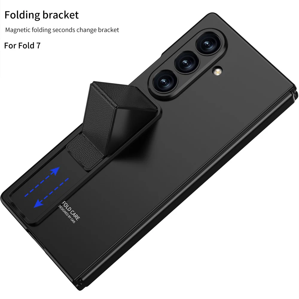 GKK For Samsung Galaxy Z Fold7 5G Case with Kickstand PC + Tempered Glass Phone Back Cover - Titanium Grey - Image 2