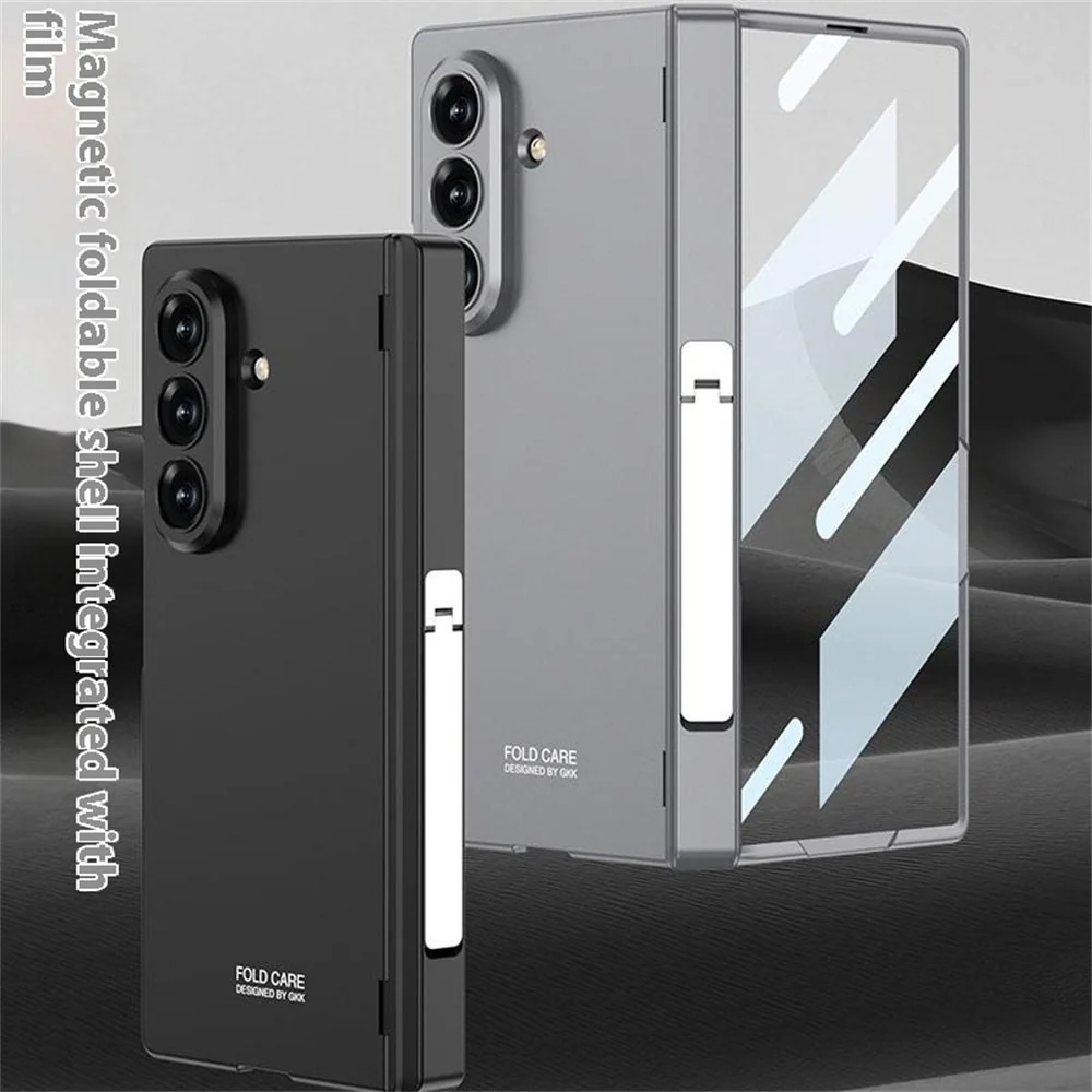 GKK For Samsung Galaxy Z Fold7 5G Case with Kickstand PC + Tempered Glass Phone Cover - Grey - Image 7