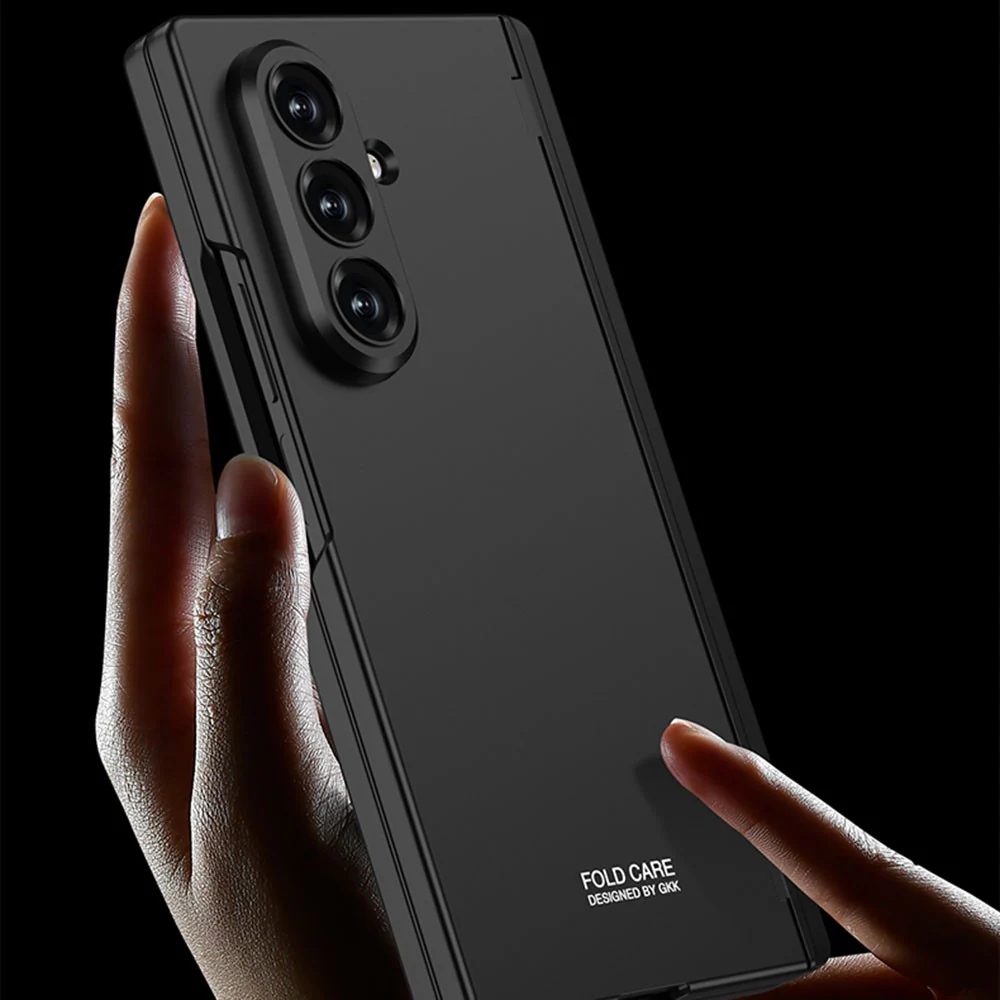 GKK For Samsung Galaxy Z Fold7 5G Case with Kickstand PC + Tempered Glass Phone Cover - Silver - Image 5