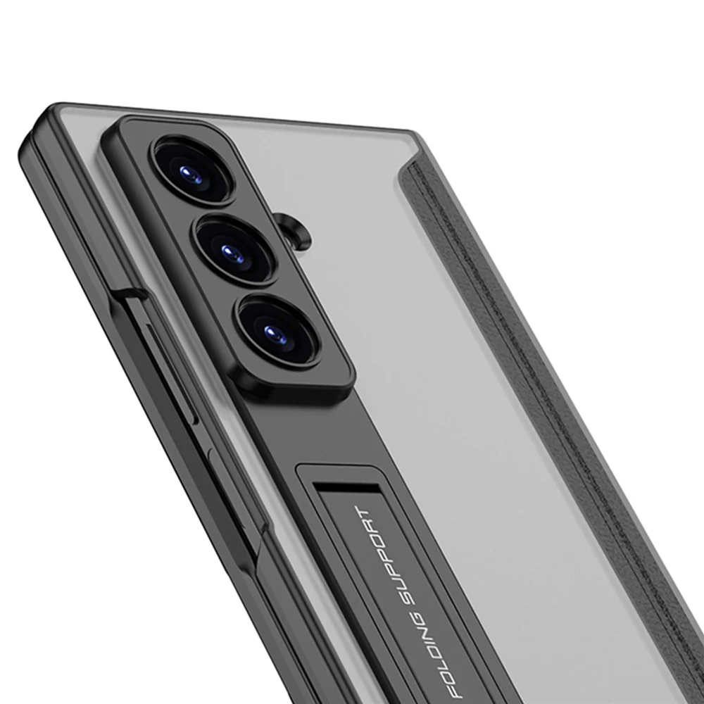 GKK For Samsung Galaxy Z Fold7 5G Case with Kickstand Skin Touch PC + Tempered Glass Slim Phone Cover - Silver - Image 6