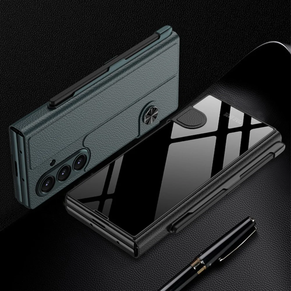 GKK For Samsung Galaxy Z Fold7 5G Case with Pencil Slot Hard PC + PU + Tempered Glass Phone Cover - Grey - Image 6