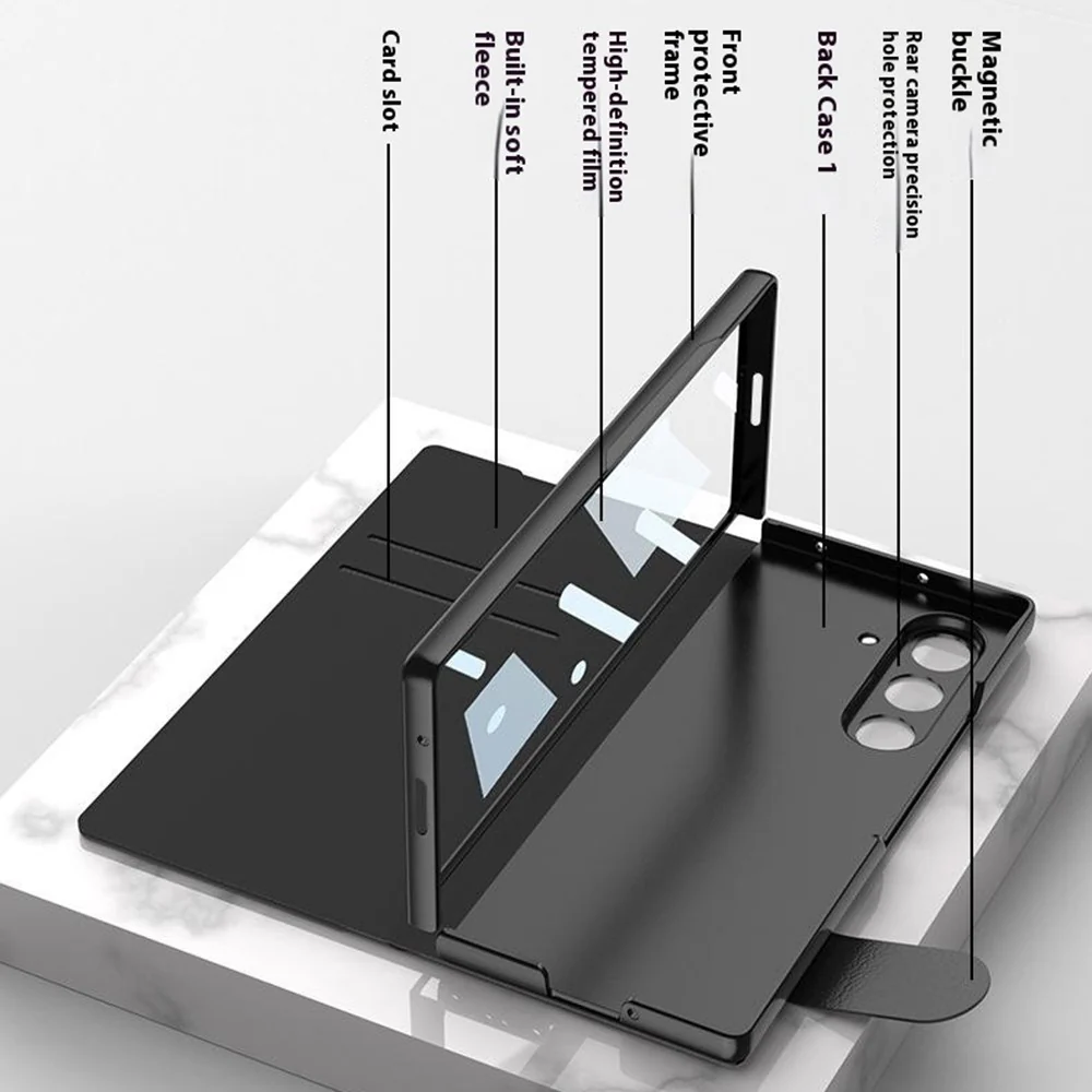 GKK For Samsung Galaxy Z Fold7 5G Case with Pencil Slot Hard PC + PU + Tempered Glass Phone Cover - Titanium Grey - Image 7