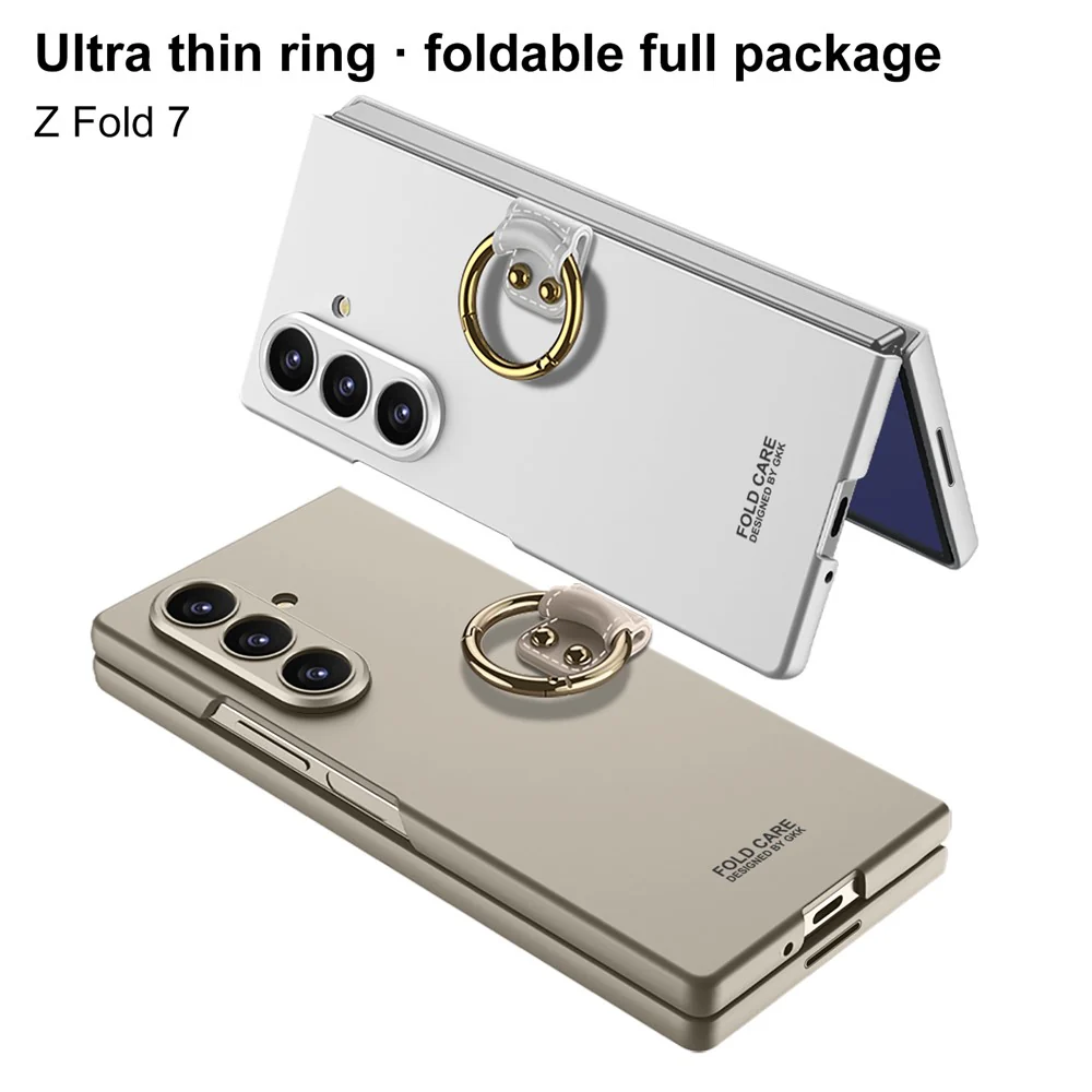 GKK For Samsung Galaxy Z Fold7 5G Case with Ring Holder Slim Hard PC + Tempered Glass Phone Cover - Black - Image 4