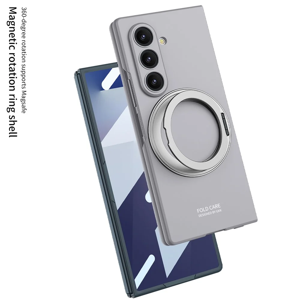 GKK For Samsung Galaxy Z Fold7 5G Case with Screen Film Kickstand Hard PC Phone Back Cover - Grey - Image 5