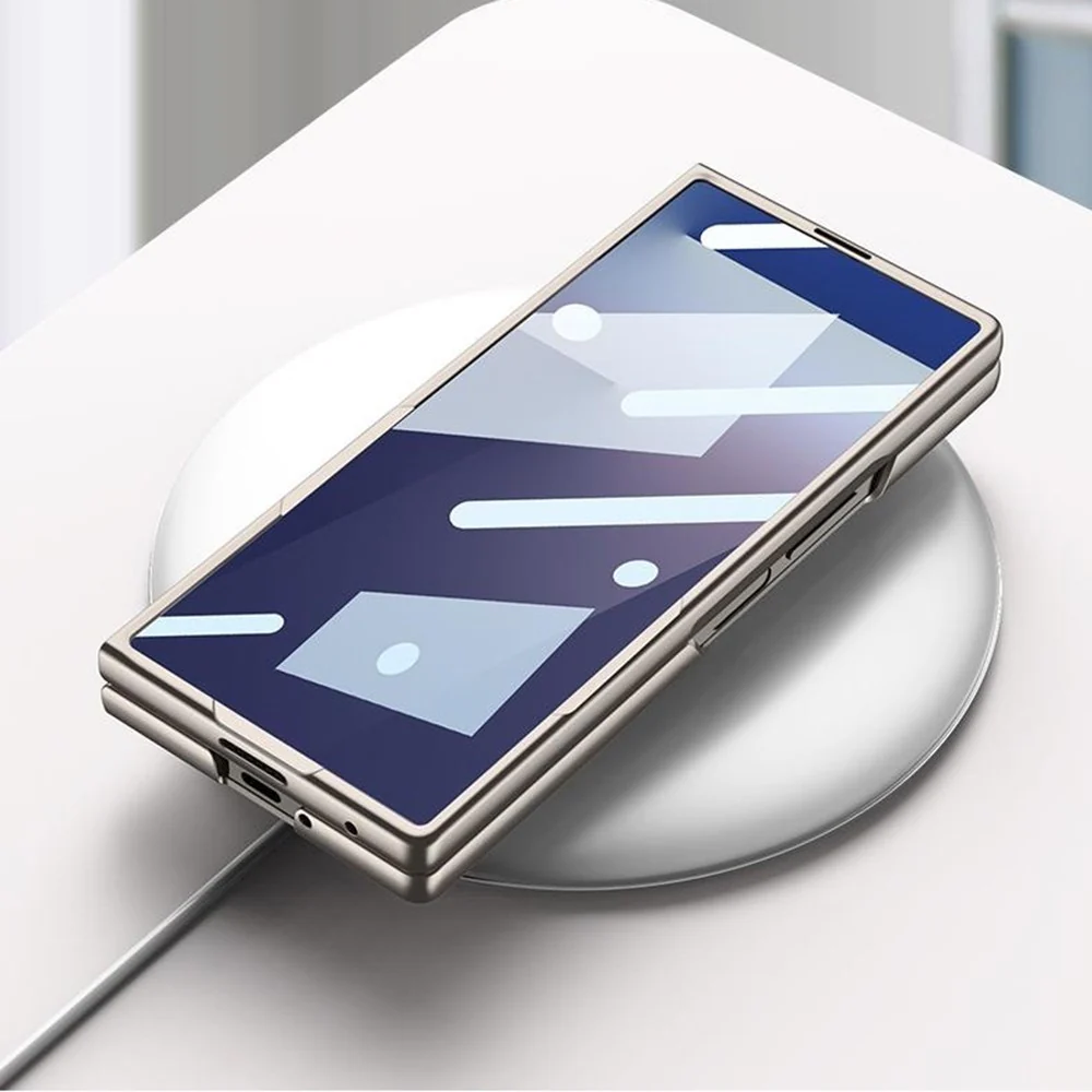 GKK For Samsung Galaxy Z Fold7 5G Case with Silicone Wristband PC + Tempered Glass Phone Back Cover - Black - Image 5