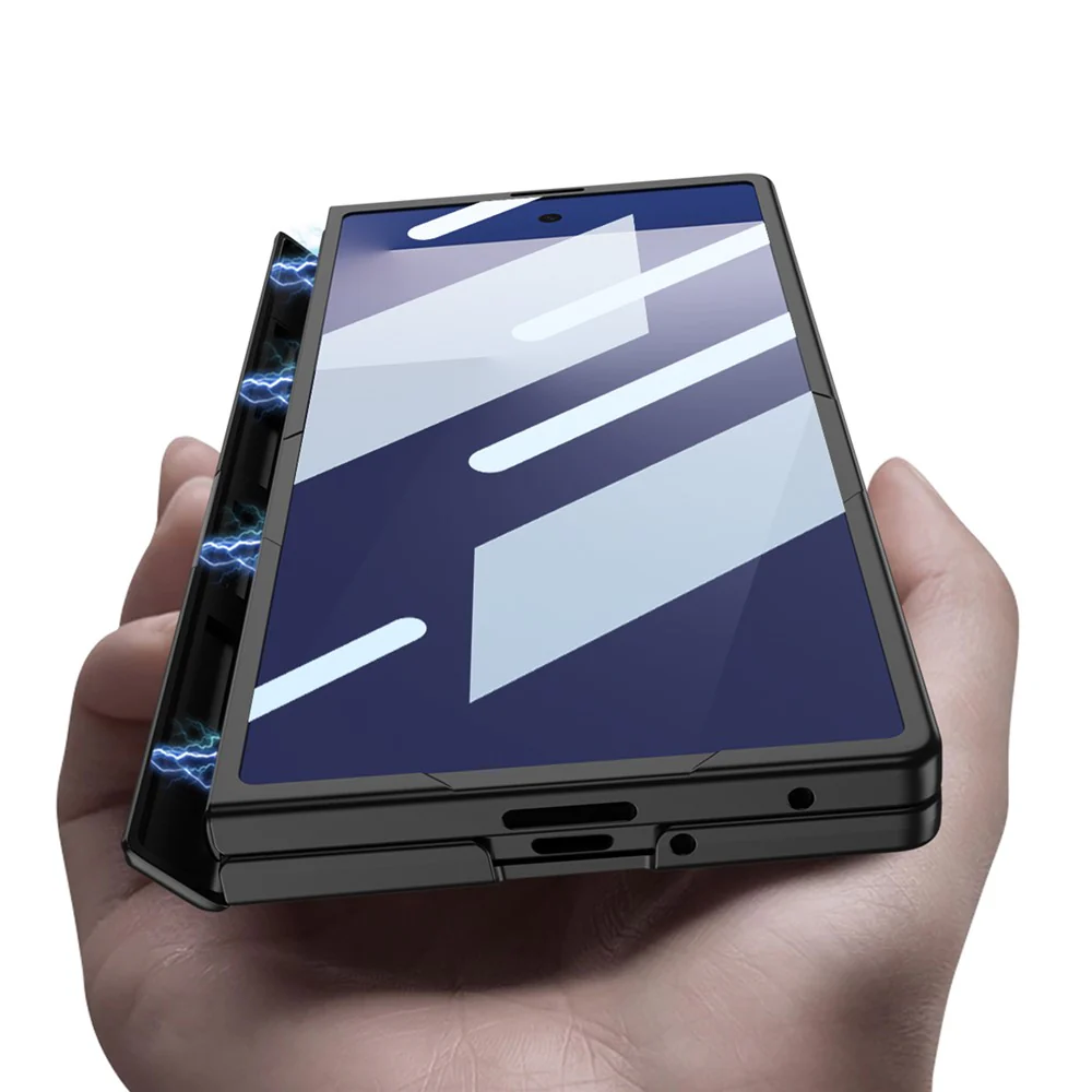 GKK For Samsung Galaxy Z Fold7 5G Case with Strap / Hinge Protection PC + Tempered Glass Phone Cover - Titanium Grey - Image 2