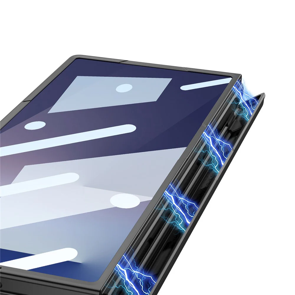 GKK For Samsung Galaxy Z Fold7 5G Case with Stylus Magnetic Hinge Protection PC + Tempered Glass Phone Cover - Black+Black - Image 2