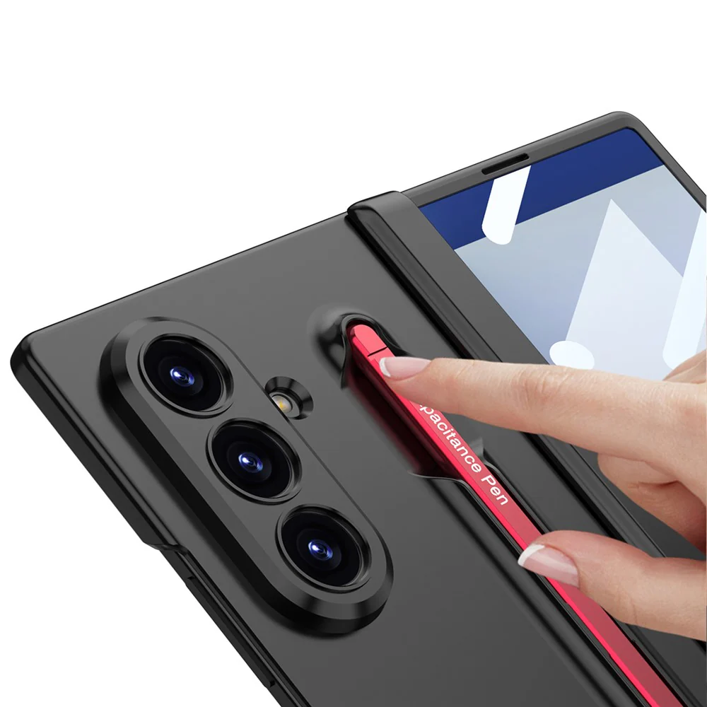 GKK For Samsung Galaxy Z Fold7 5G Case with Stylus Magnetic Hinge Protection PC + Tempered Glass Phone Cover - Black+Dark Blue - Image 3
