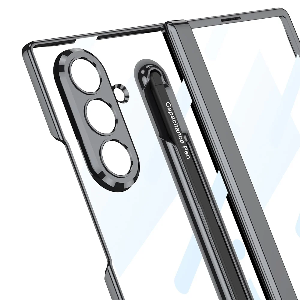 GKK For Samsung Galaxy Z Fold7 5G Case with Stylus PC + Tempered Glass Clear Phone Cover Hinge Protection - Pink+Silver - Image 5