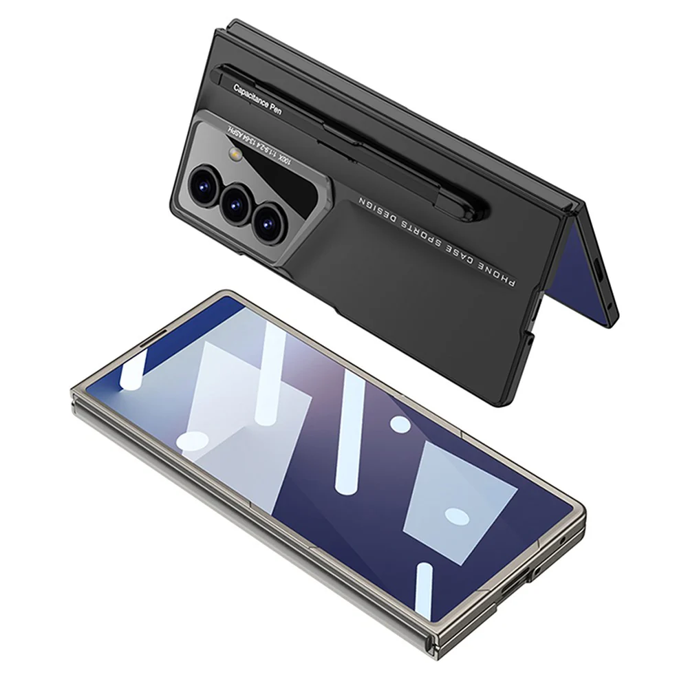 GKK For Samsung Galaxy Z Fold7 5G Case with Stylus PC + Tempered Glass Slim Phone Cover - Grey - Image 5