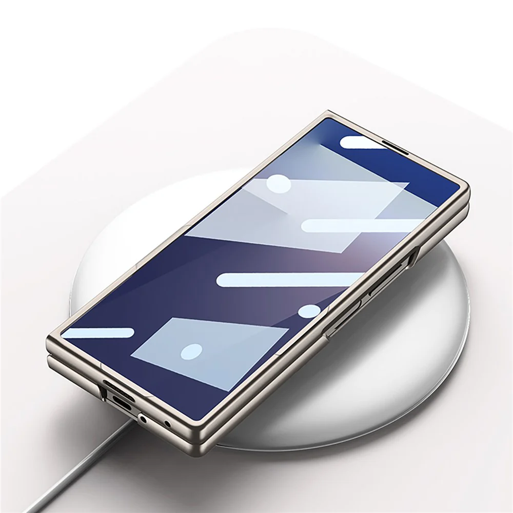 GKK For Samsung Galaxy Z Fold7 5G Case Wristband Large Lens Hole PC Phone Cover with Front Screen Film - Grey - Image 3