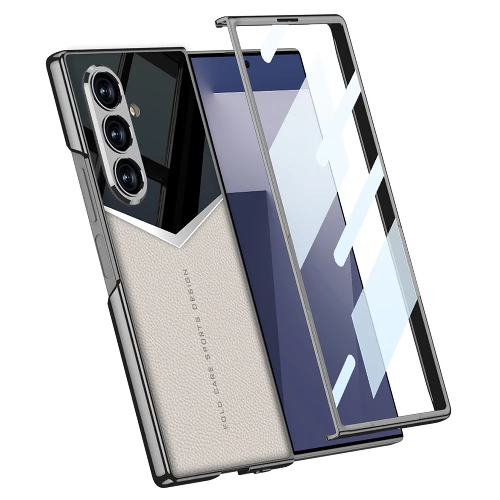 GKK For Samsung Galaxy Z Fold7 5G Cases Electroplating PU + PC + TPU Phone Cover - Carbon Fiber Texture - Image 3