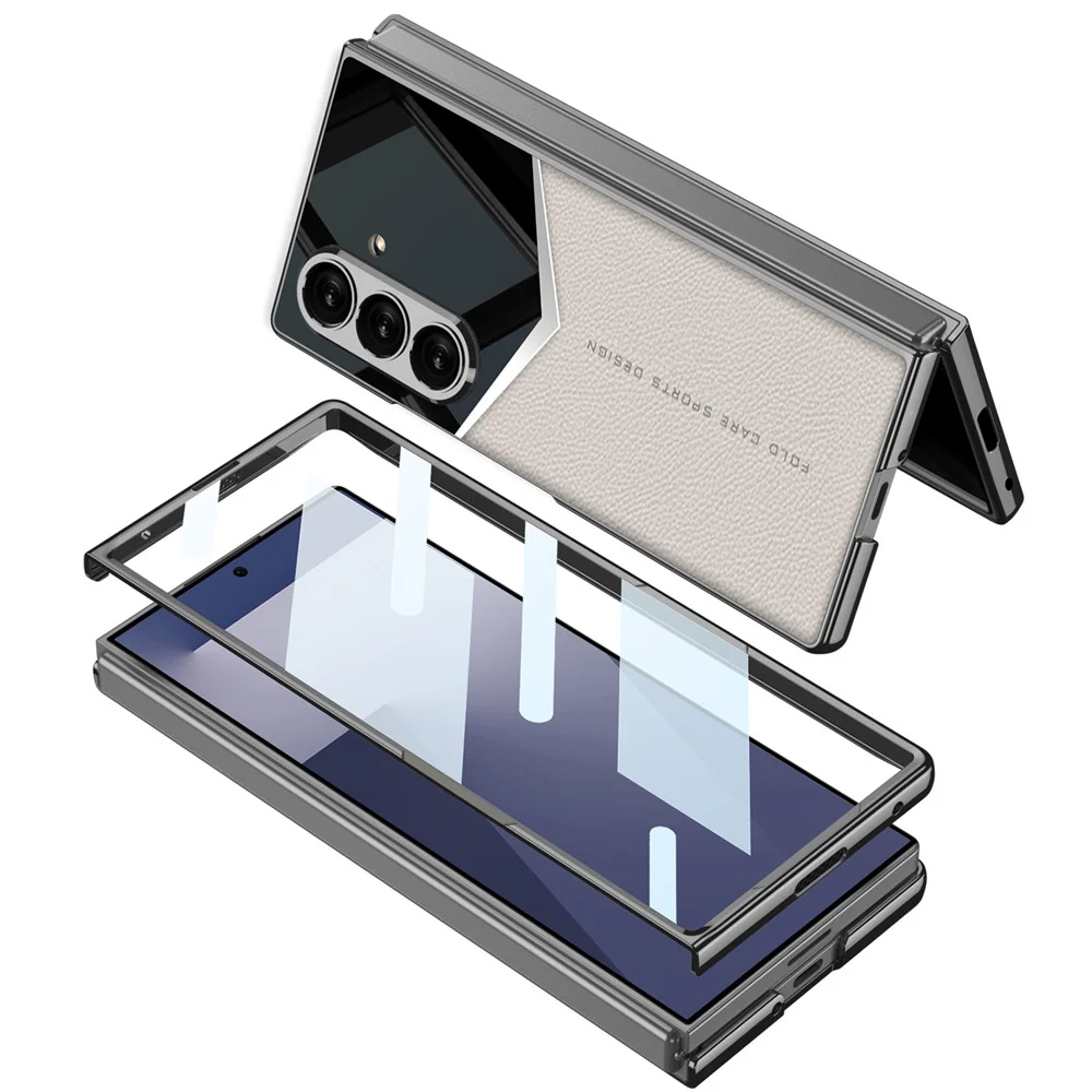 GKK For Samsung Galaxy Z Fold7 5G Cases Electroplating PU + PC + TPU Phone Cover with Front Film - Black - Image 5