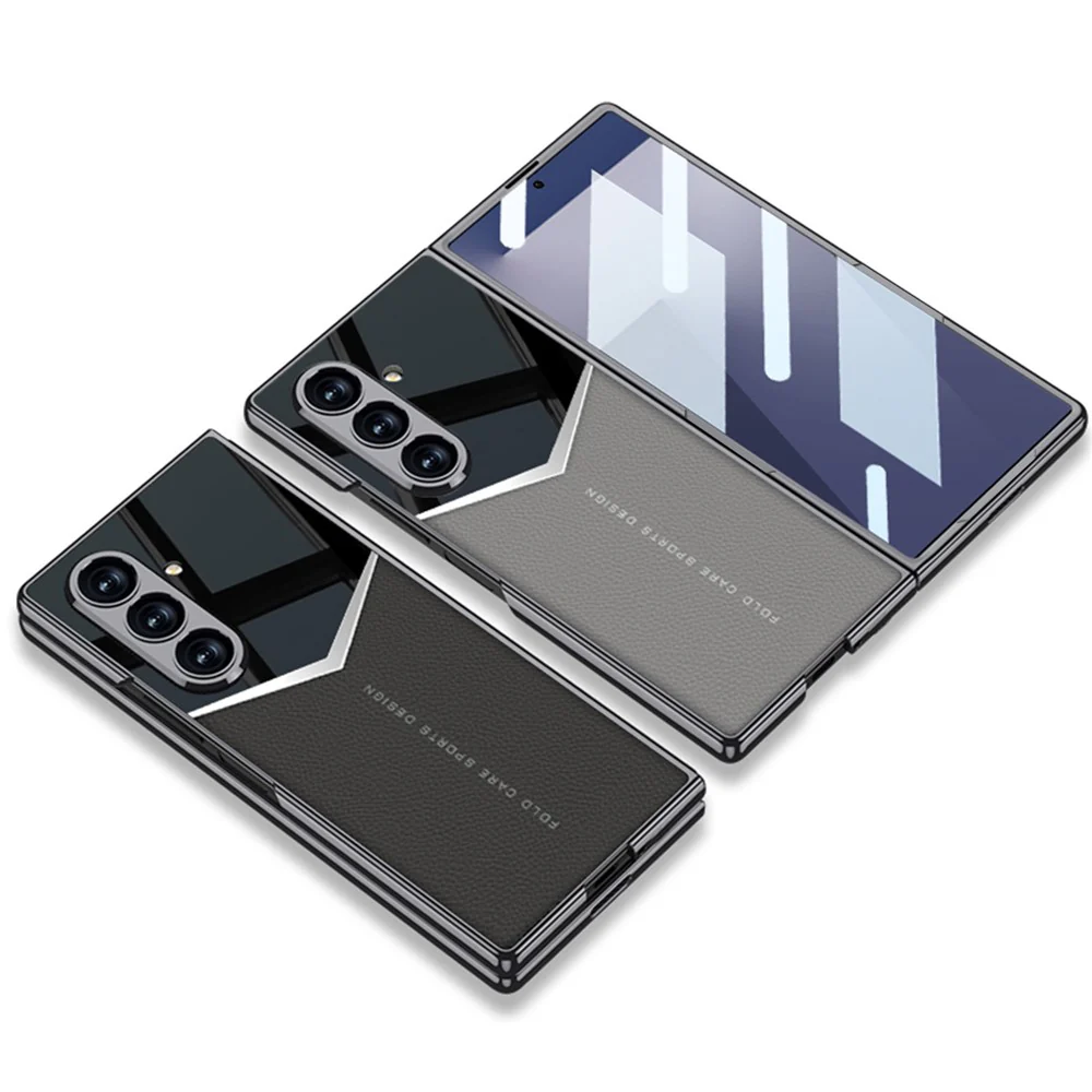 GKK For Samsung Galaxy Z Fold7 5G Cases Electroplating PU + PC + TPU Phone Cover with Front Film - Titanium Grey - Image 6