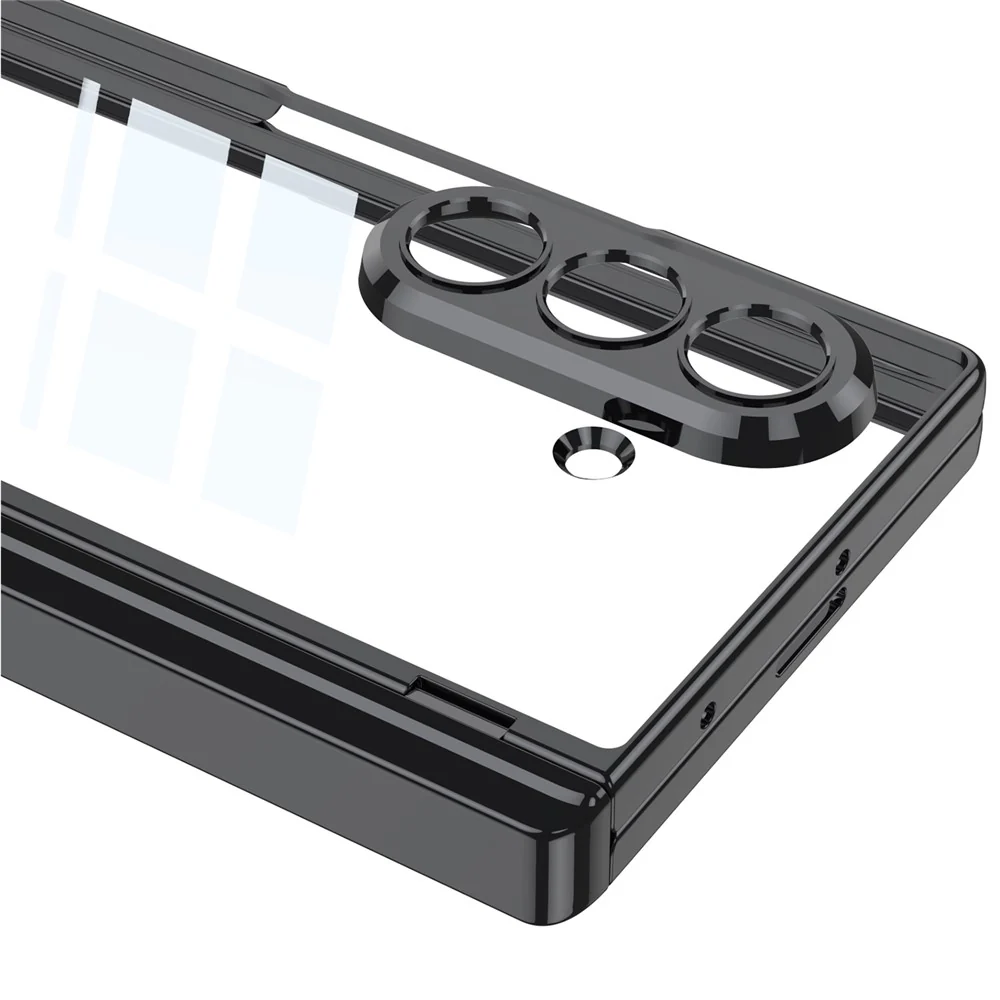 GKK For Samsung Galaxy Z Fold7 5G Crystal Clear Case Magnetic Hinge Protection PC Tempered Glass Kickstand Phone Cover - Black - Image 8